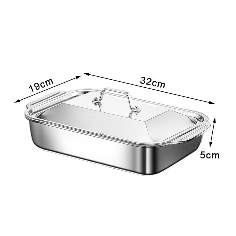 Stainless Steel Deep Dish Baking Pan with Lid | Oven Safe Baking Pan Axl S With lid