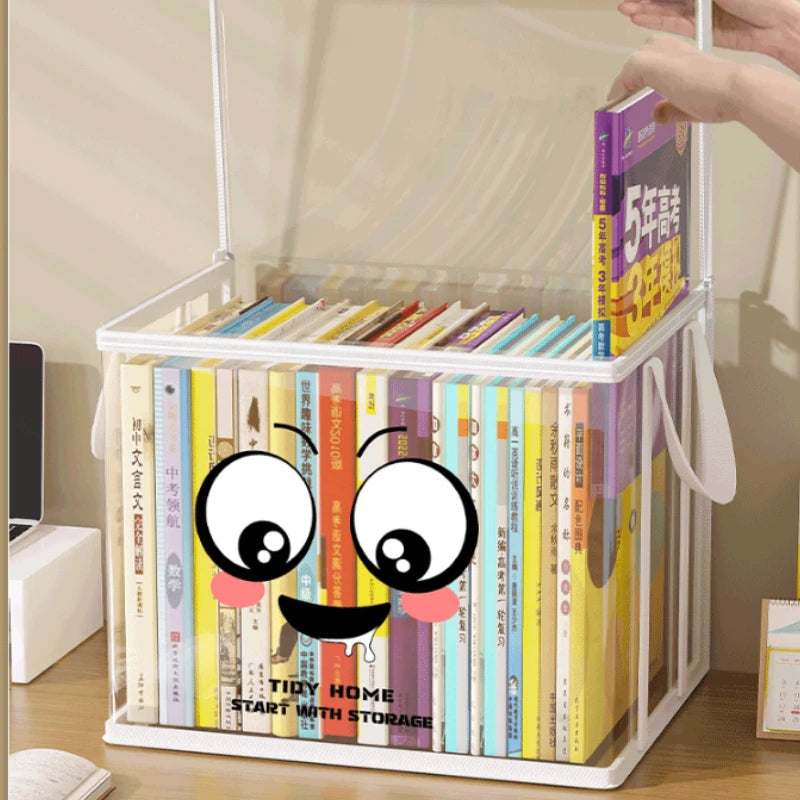 Large Square PVC Storage Box with Smiley Lid – Clear Organizer Bin Storage Organizer Box Axl