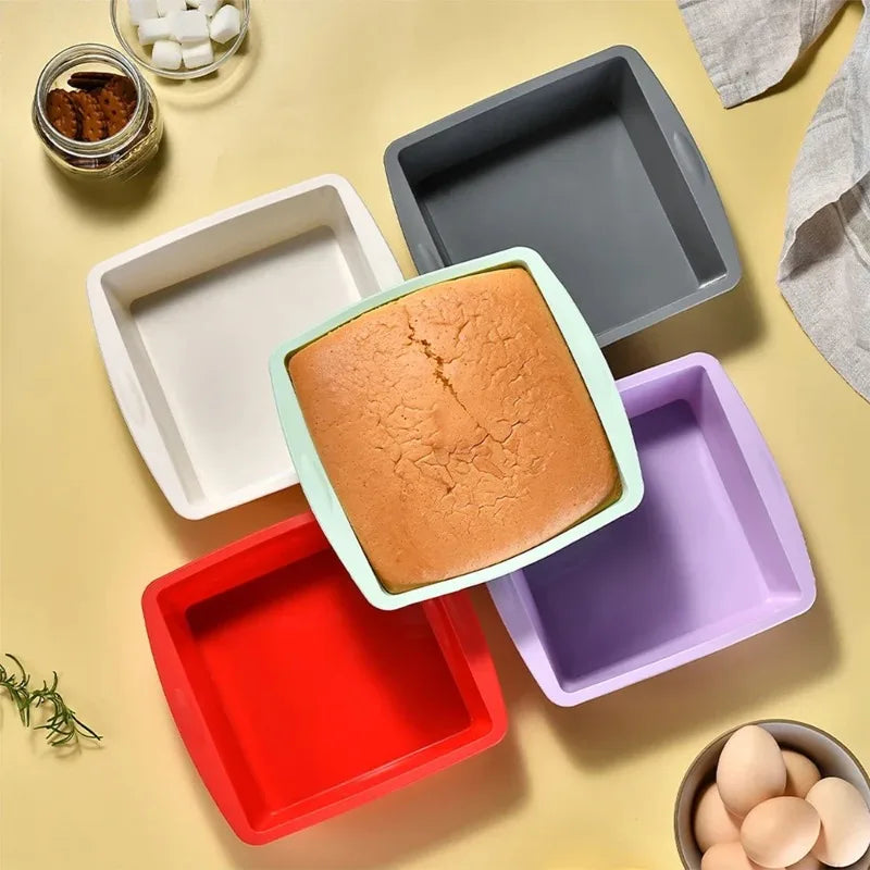 Silicone Square Cake Pan – Non-Stick Brownie Mold, Oven Safe Silicone Baking Pan Axl