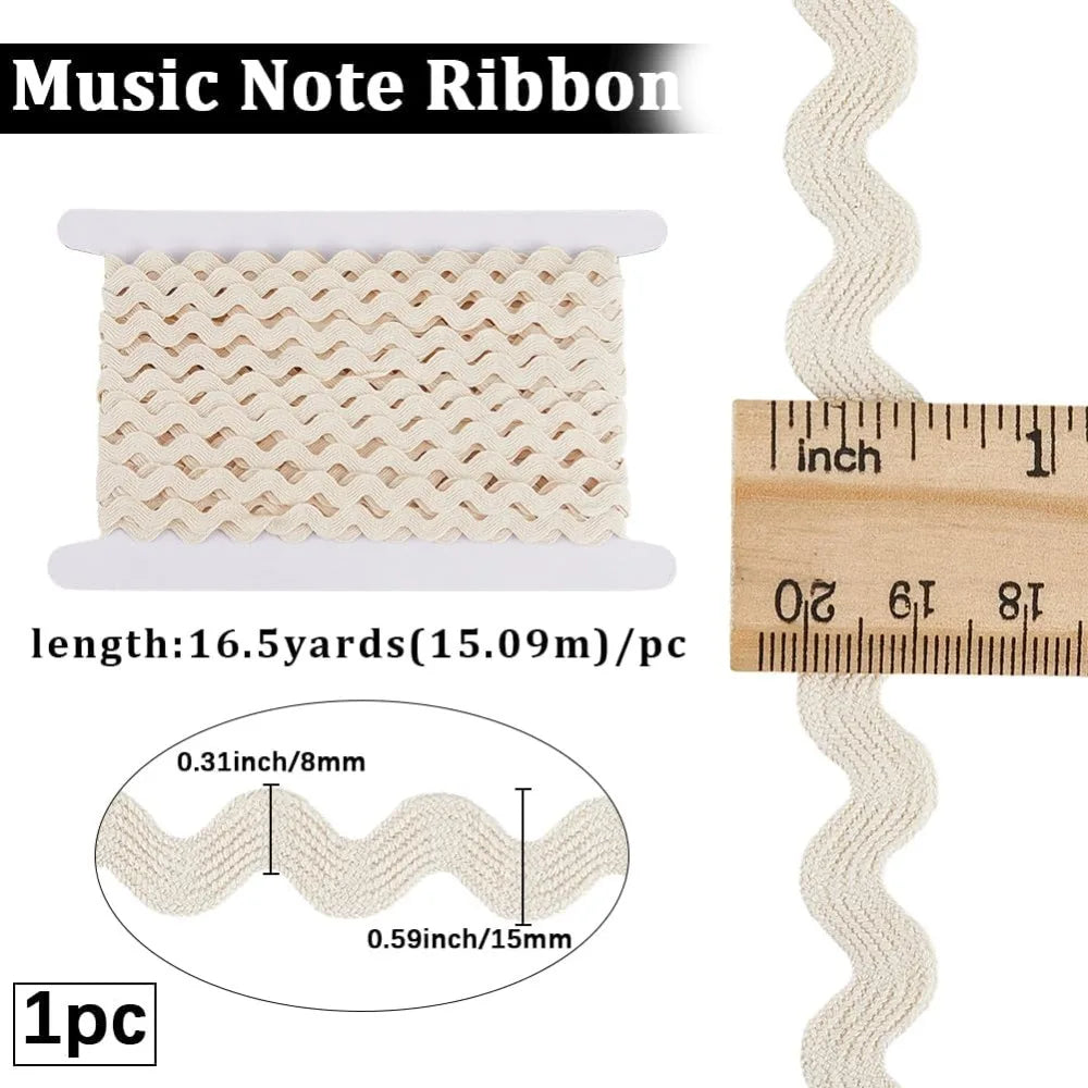 Cotton Ric Rac Wavy Fringe Trim Ribbon 15mm – 16.5 Yards White Sewing Trim Ribbon Axl