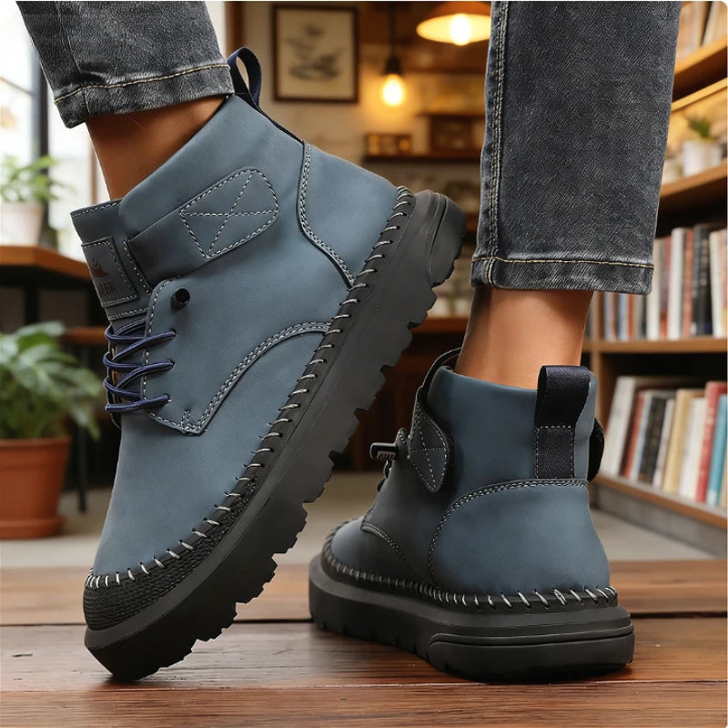 Women's High Top Retro Lace-Up Flat Moccasin Sneakers Flat Moccasin Sneakers Axl