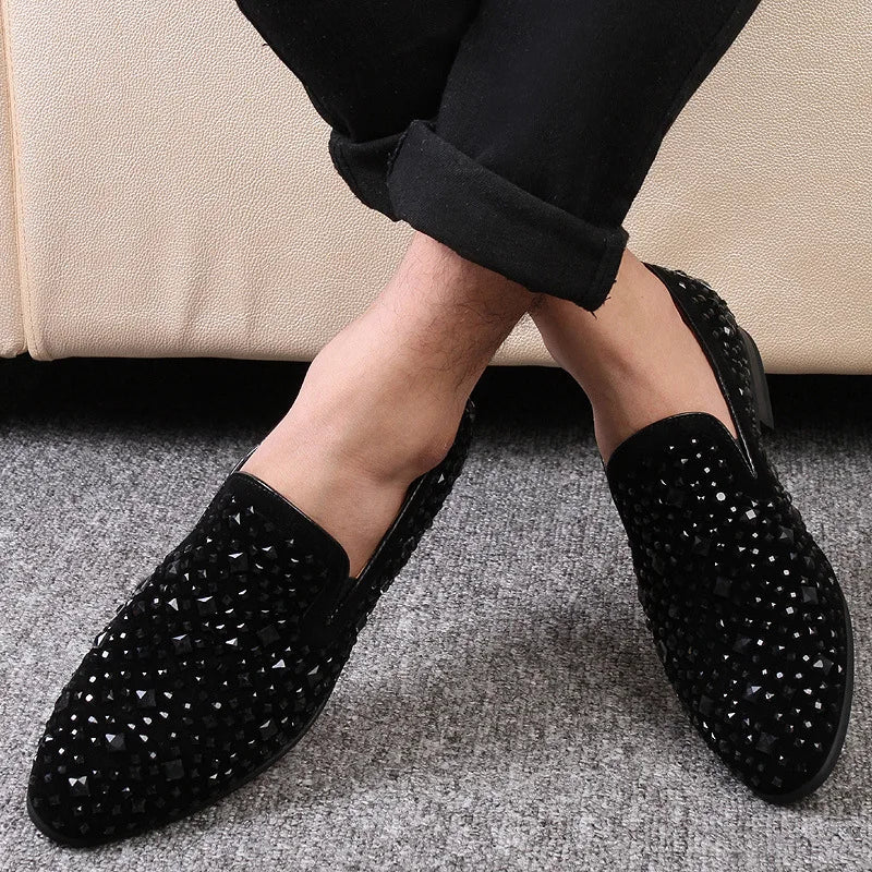 Men's Rhinestone Pointed Toe Dress Loafers | Party & Wedding Men's Dress Loafers Axl