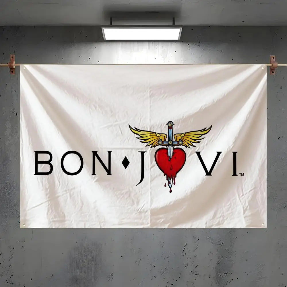 Bon Jovi Band Flag – Indoor & Outdoor Concert Wall Banner Music Band Flag Axl White6 80x120cm