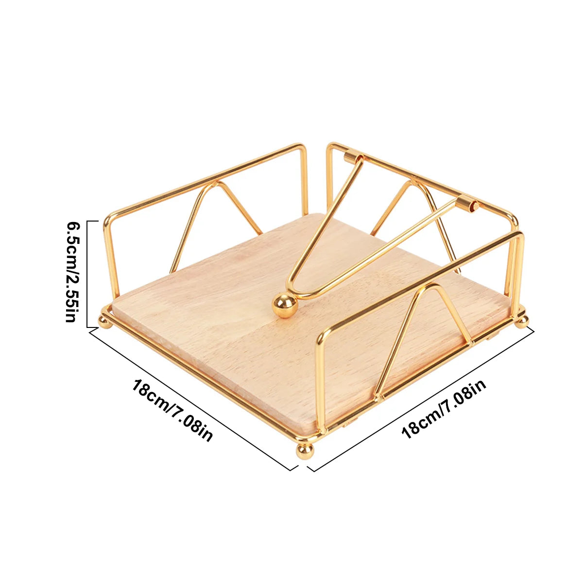 Modern Napkin Holder with Wooden Base | Gold, Black, White Napkin Holder Axl A
