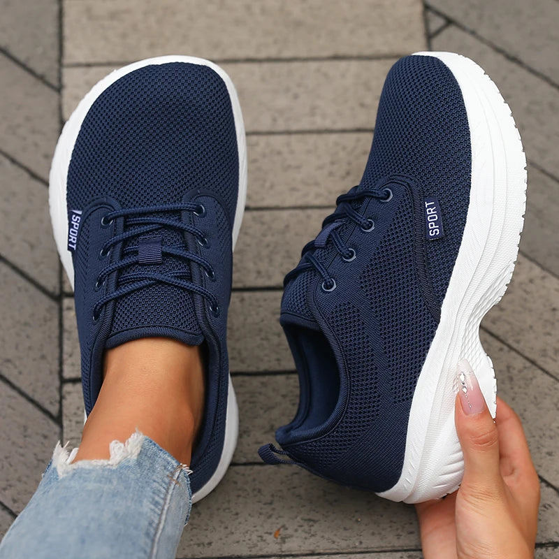 ZULIWAGN Women's Wide Toe Platform Running Sneakers Platform Running Sneakers Axl Navy Blue 41