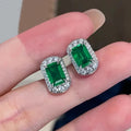 Huitan Green CZ Stud Earrings – Elegant Women's Jewelry CZ Stud Earrings Axl E4380