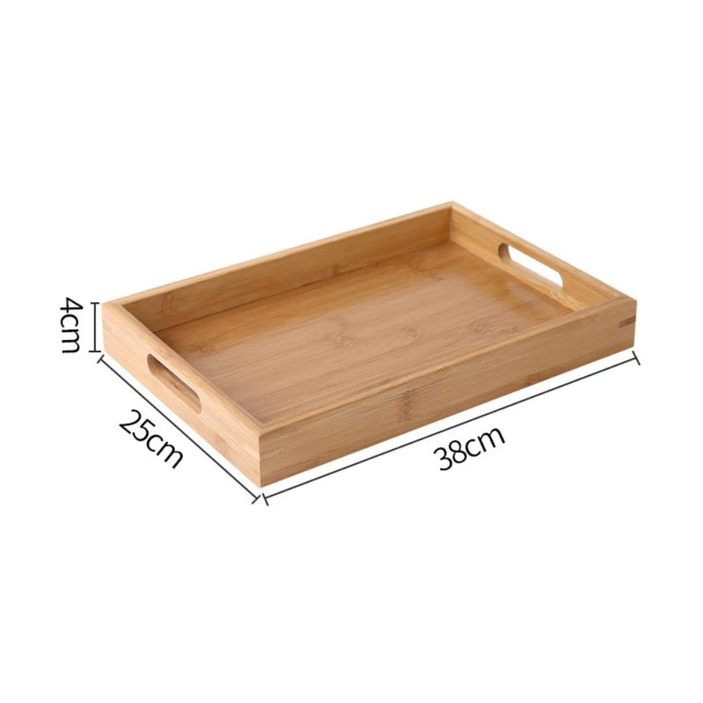 Retro Bamboo Storage Tray Organizer – Coffee Table & Tea Tray Bamboo Serving Tray Axl 38-25-4cm