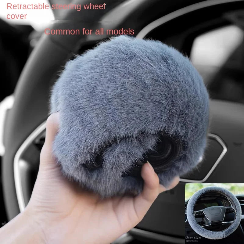 Winter Plush Retractable Steering Wheel Cover – Universal Fit Steering Wheel Cover Axl