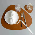 PU Leather Placemat & Coaster Set – Non-Slip Heat Insulation Placemat & Coaster Set Axl L Brown