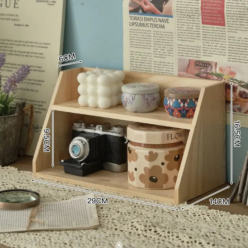 Solid Wood Multi-Layer Desktop Cosmetics Organizer Rack Cosmetics Storage Rack Axl white2