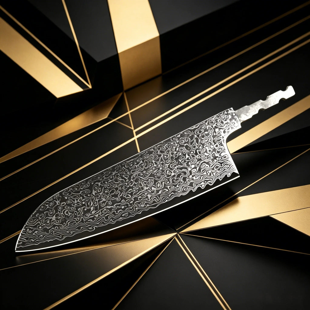 Damascus Steel DIY Knife Blank – Hand-Forged Cleaver Blade Damascus Knife Blank Axl Santoku Blade