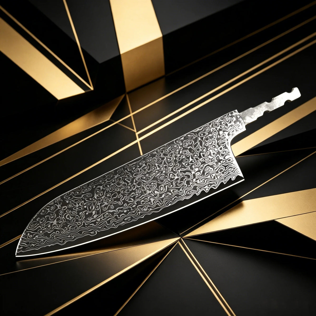 Damascus Steel DIY Knife Blank – Hand-Forged Cleaver Blade Damascus Knife Blank Axl Santoku Blade