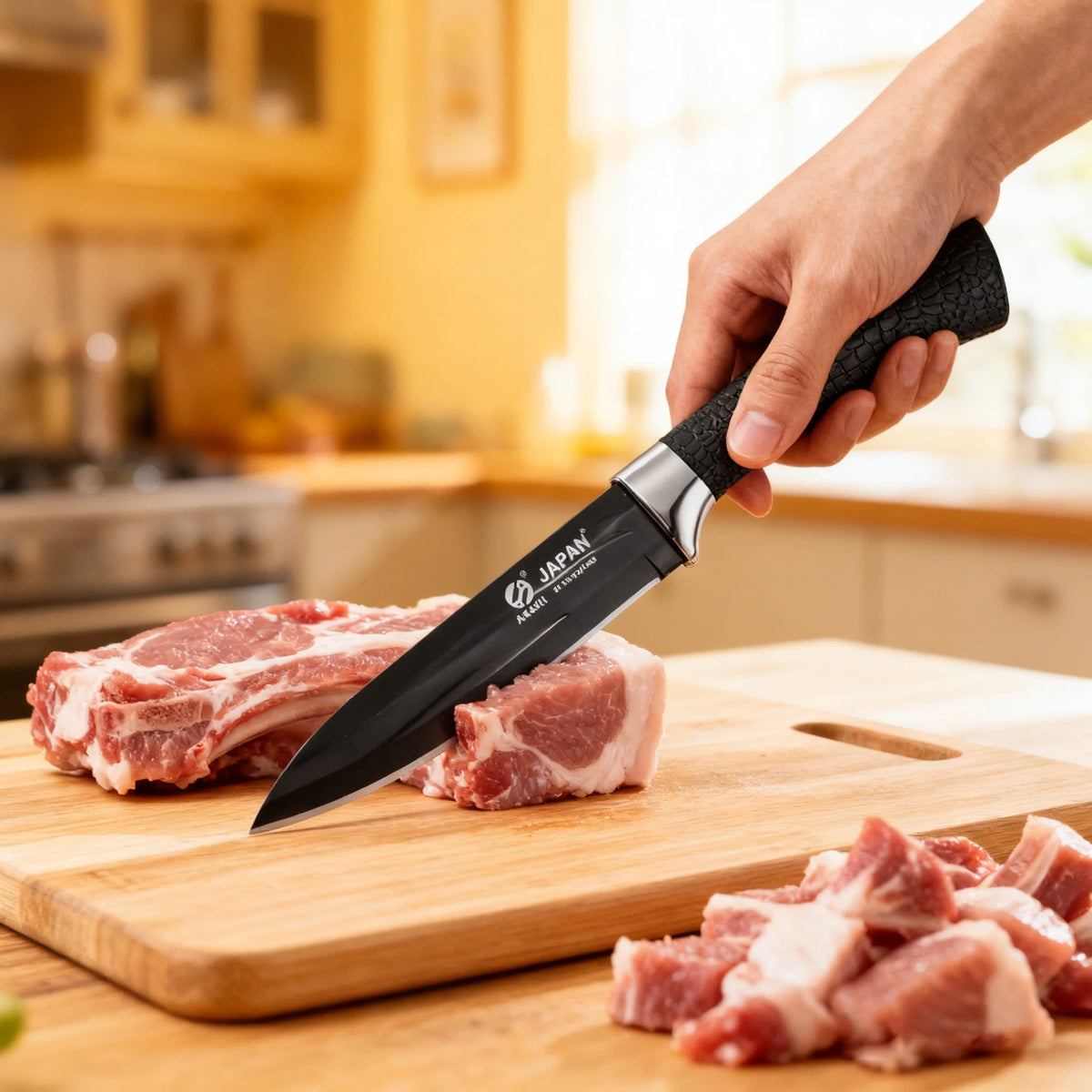 Japanese Kitchen Knife Set – Black Stainless Steel, 1/3/5 Pc Kitchen Knife Set Axl