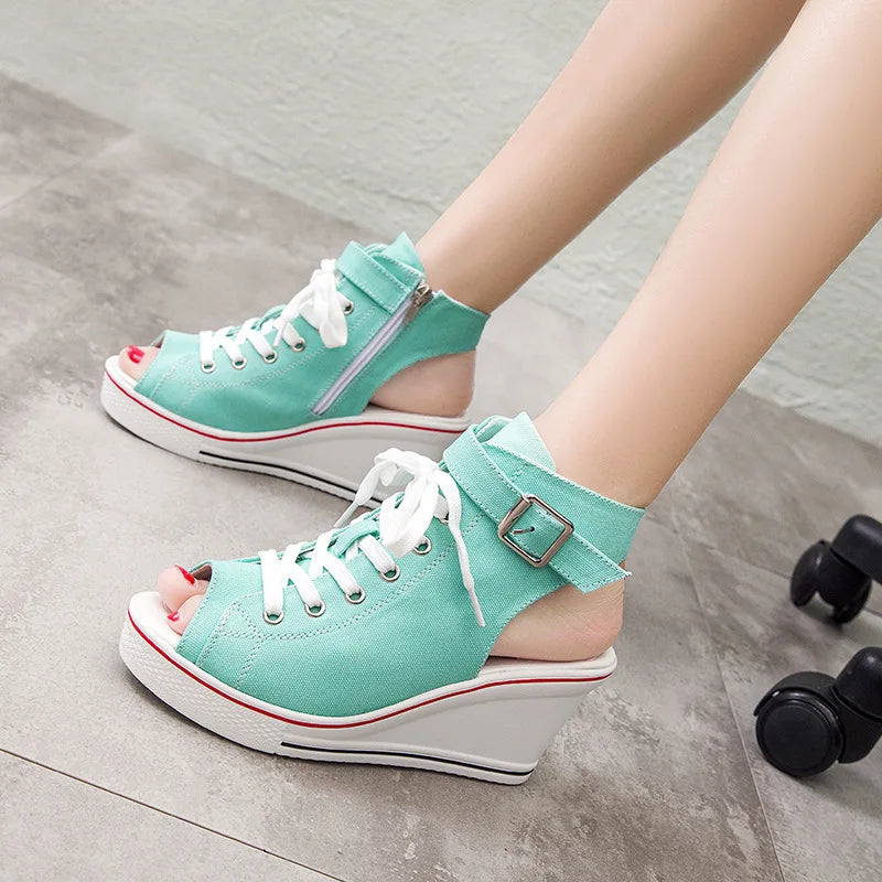 Women's Platform Wedge Sandals – Open Toe Zip Summer Shoes Platform Wedge Sandals Axl