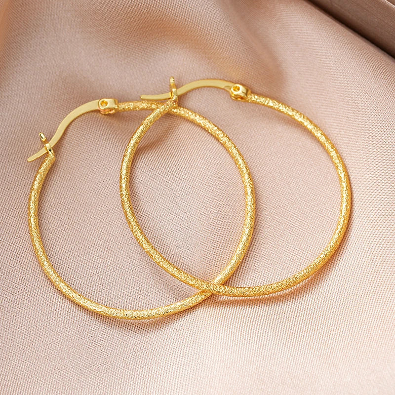 Huitan Frosted Gold Hoop Earrings – Textured Big Circle Hoop Earrings Axl