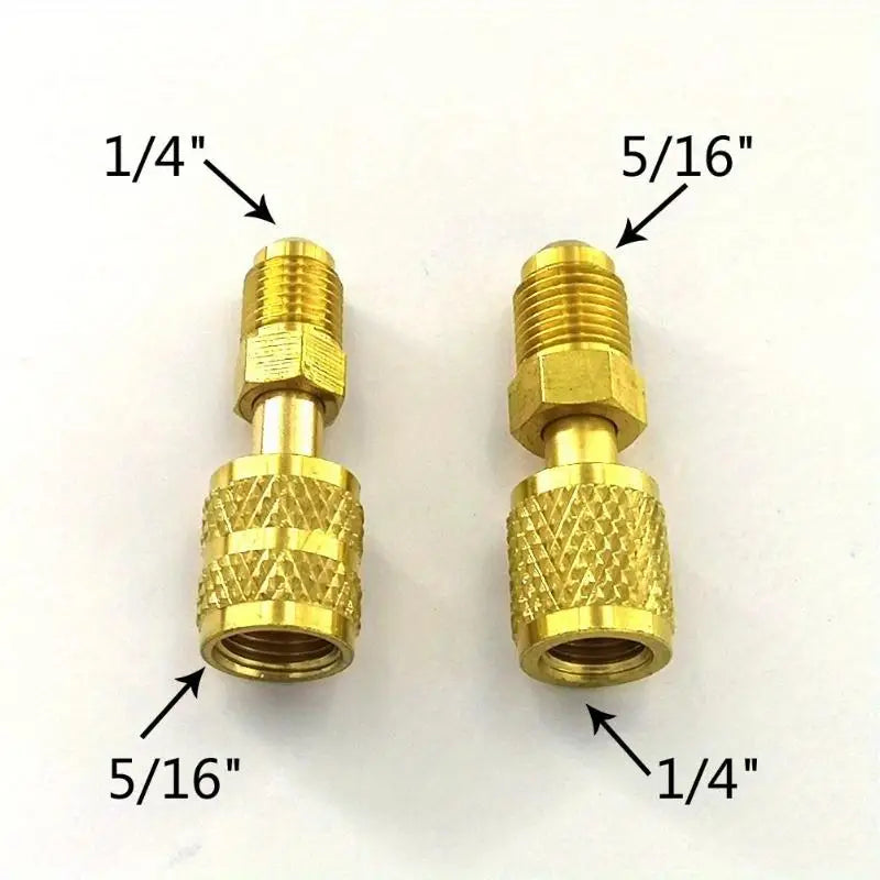 R410a Charging Adapter Set 5/16 to 1/4 SAE – 2pcs HVAC Kit Refrigeration Adapter Axl Gold-2pcs