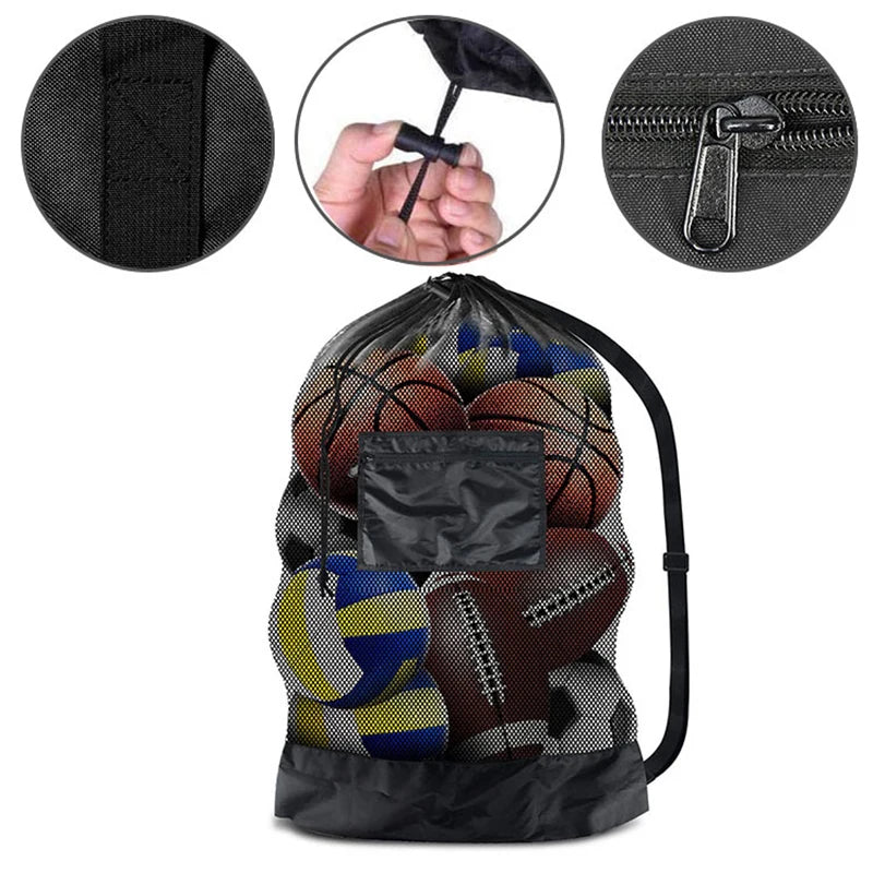 Extra Large Mesh Ball Bag – Drawstring Sports Storage Net Sports Ball Bag Axl