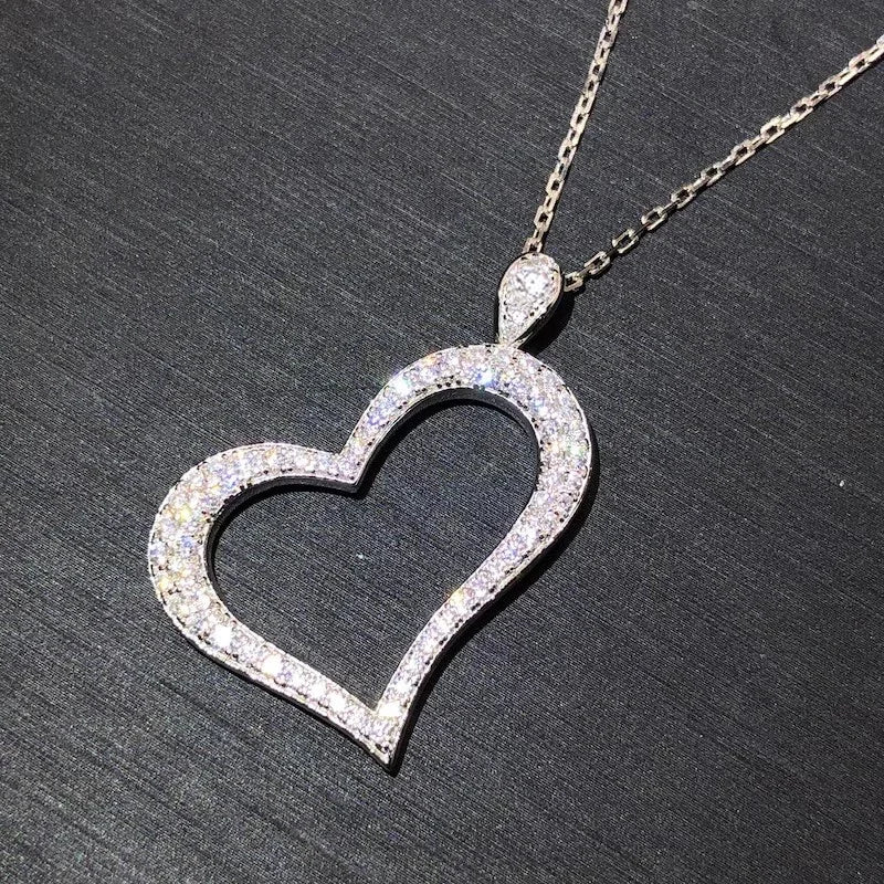 Huitan Hollow Heart Pendant Necklace – Cubic Zirconia Pendant Necklace Axl