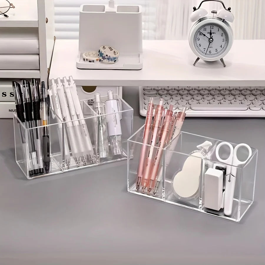Acrylic Makeup Brush Holder – 3-Slot Cosmetic Organizer Cosmetic Organizer Axl