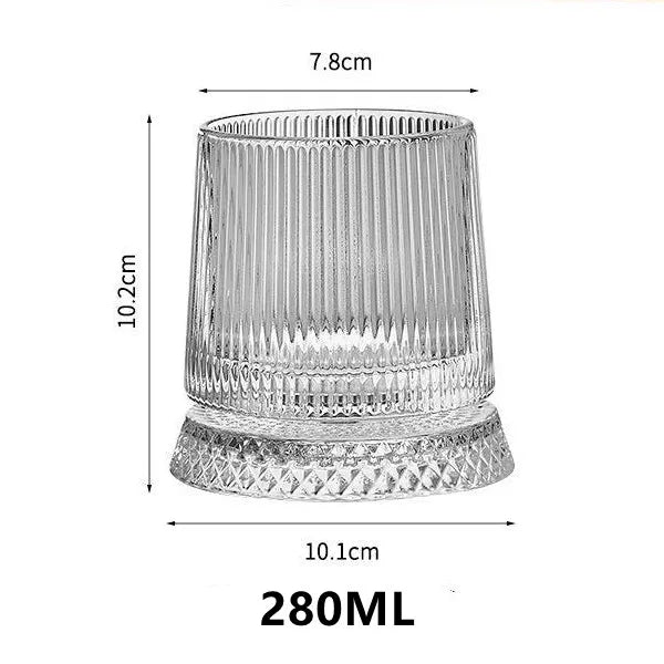 KEMORELA 280ml Rotating Crystal Whiskey Glass with Base Whiskey Glass Axl D 280ml