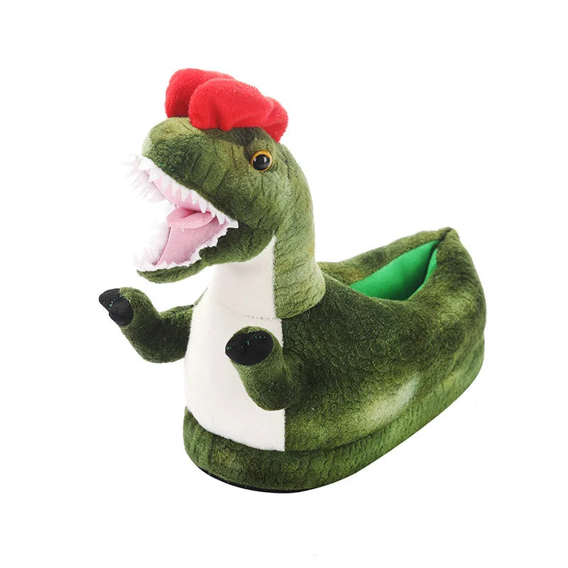 Dinosaur Furry Slippers – Kids & Adult Animal Slides Animal Plush Slippers Axl