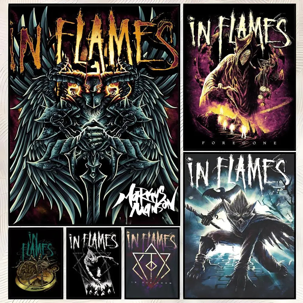 In Flames Band Poster – Self-Stick HD Waterproof Wall Art Music Wall Poster Axl