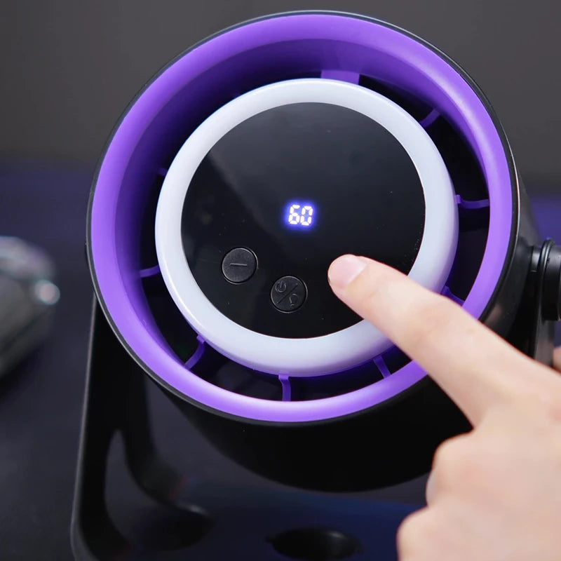 Portable Mini Desktop Fan – Touch Screen, Night Light & Battery Portable Desktop Fan Axl