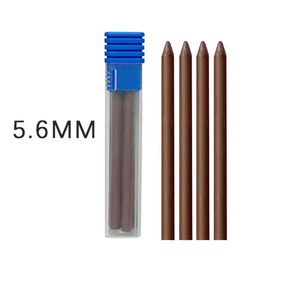 5.6mm Metal Mechanical Pencil with Built-In Sharpener Mechanical Pencil Axl 4PCS-2B Brown Refill