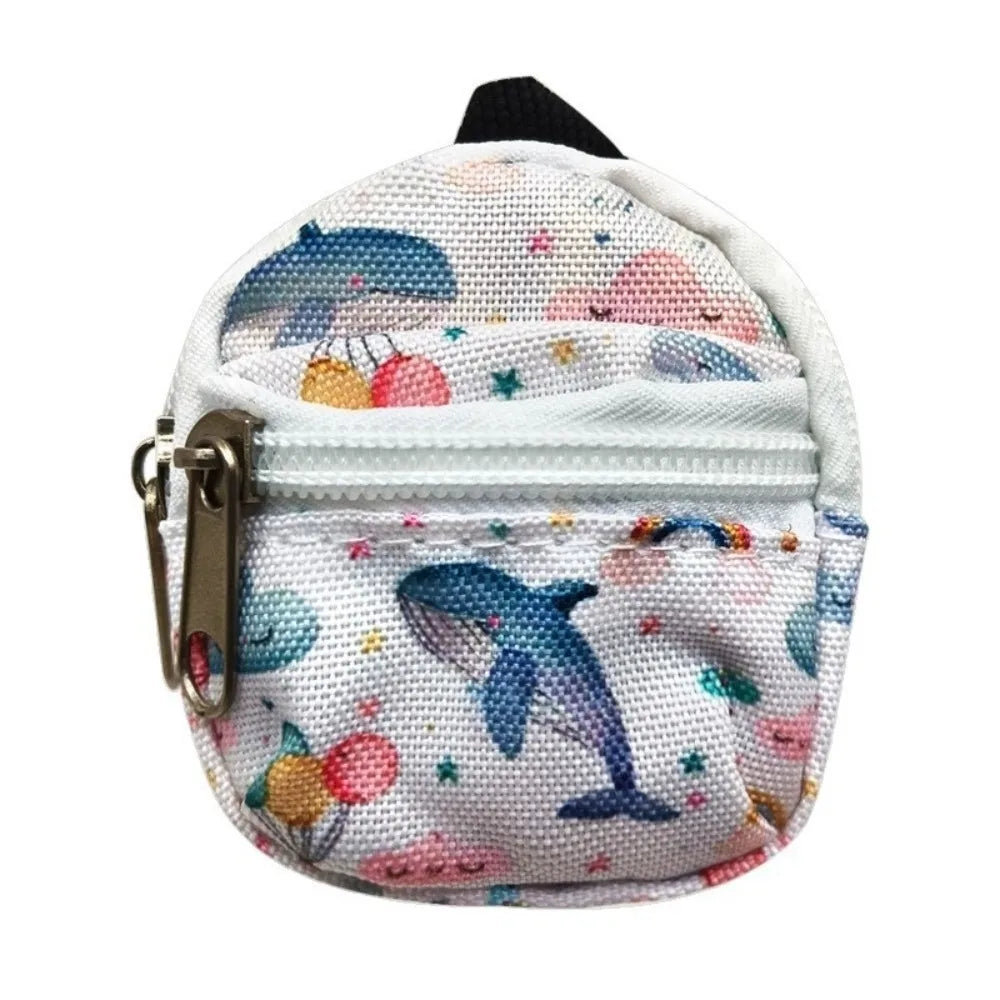 Mini Doll Backpack – Cute Cloth School Bag for 1/6 BJD Dolls Doll Accessory Axl white whale