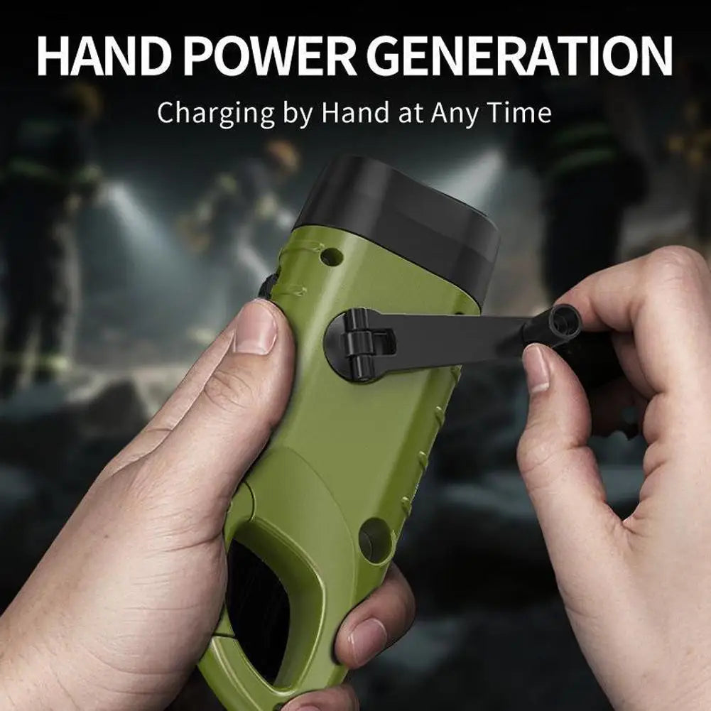 Solar Hand Crank LED Flashlight – Emergency Camping Lamp Solar Crank Flashlight Axl