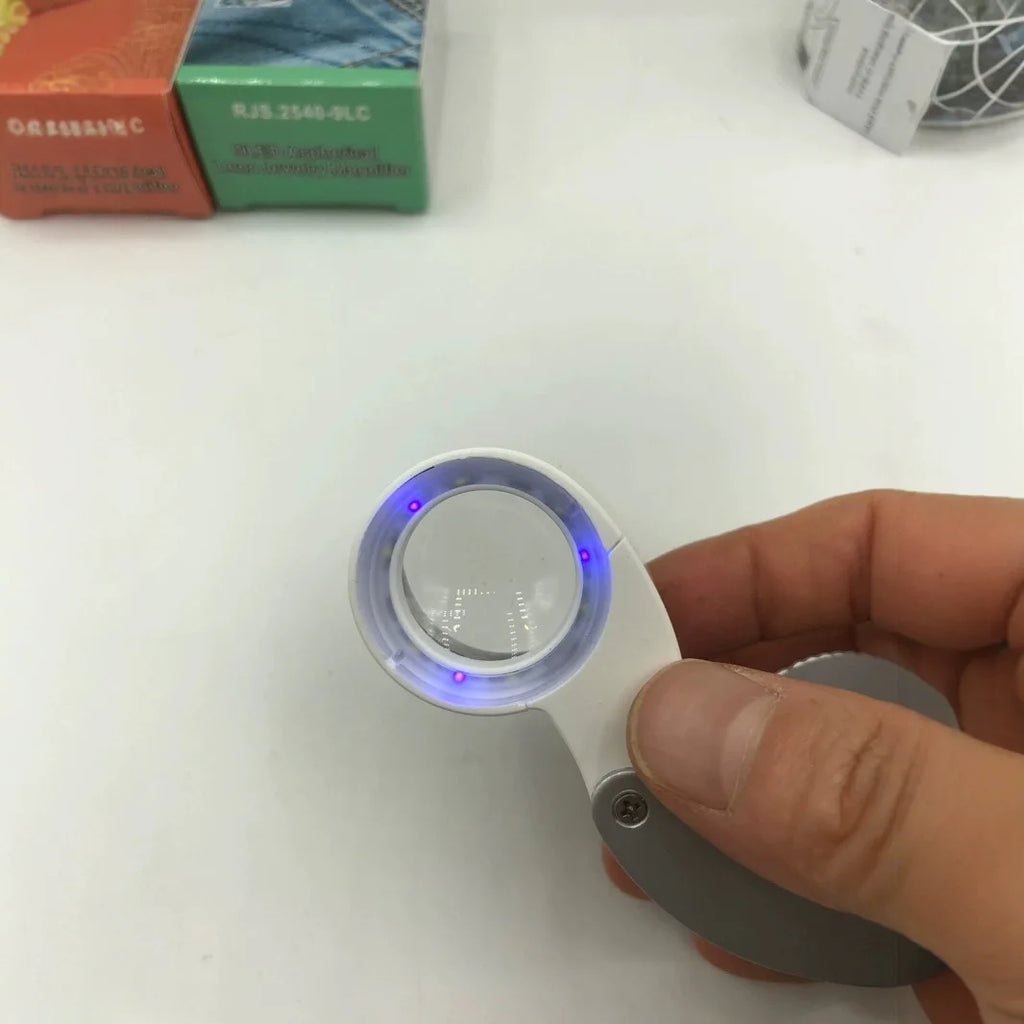 Folding Magnifier 40X 60X with White & UV Light – Rechargeable Folding Magnifier Loupe Axl