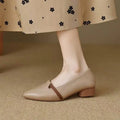 Women's Square Heel Slip-On Pumps | Lightweight Office Shoes Square Heel Pumps Axl Khaki 35