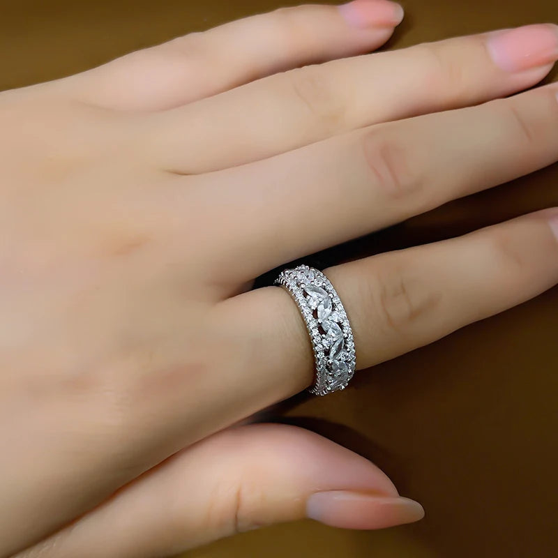 Huitan Cubic Zirconia Women's Wedding Band Ring | Q332 Wedding Band Ring Axl