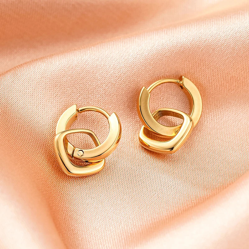 Huitan Geometric Square Drop Earrings | Stainless Steel Women Drop Earrings Axl BXG0093