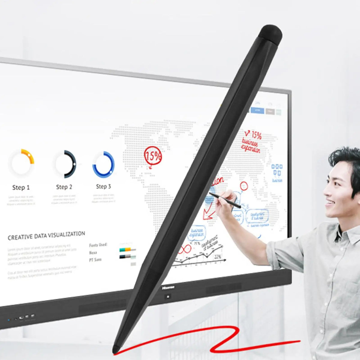 Double-Tip Capacitive Stylus Pen for Tablet & Whiteboard Capacitive Stylus Pen Axl