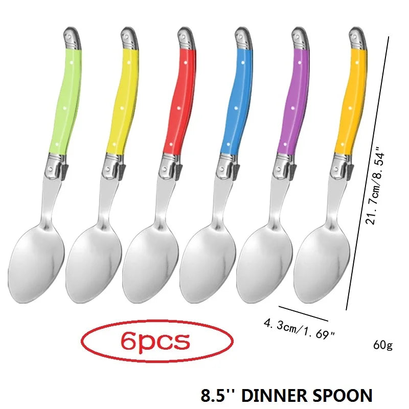 6-Piece Rainbow Steak Fork Set – Colorful Stainless Steel Flatware Steak Fork Set Axl 6 Rainbow spoon
