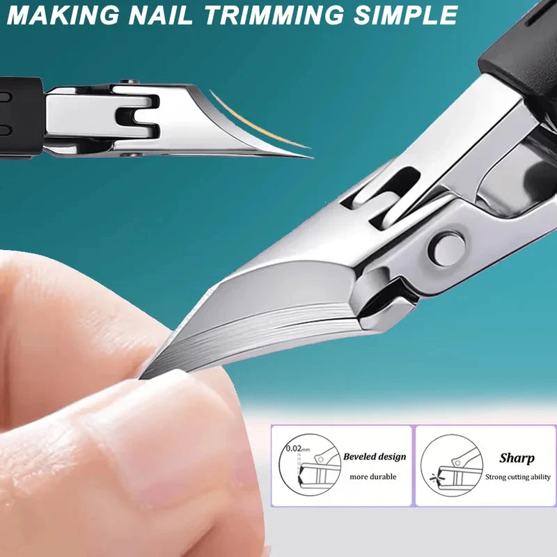 25° Angled Stainless Steel Nail Clipper – Wide Jaw Anti-Splash Nail Clipper Axl