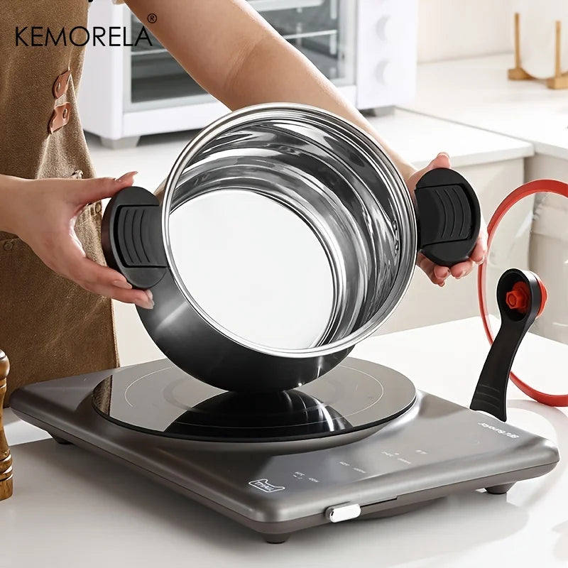 KEMORELA 22cm Stainless Steel Stockpot with Glass Lid Stainless Steel Stockpot Axl