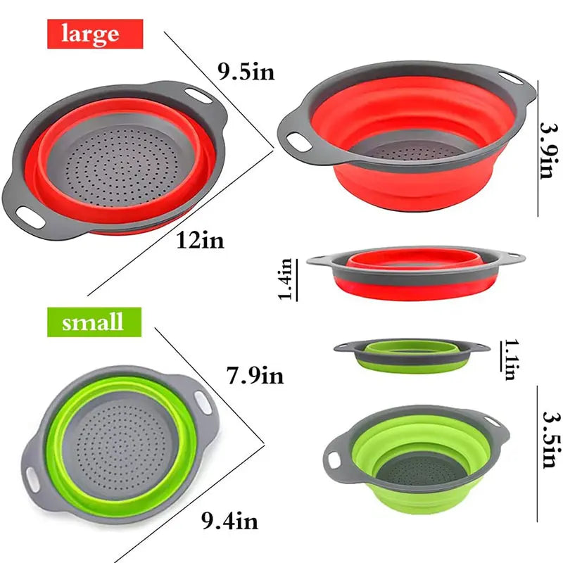 Collapsible Silicone Colander – Foldable Fruit & Veggie Strainer Collapsible Colander Axl