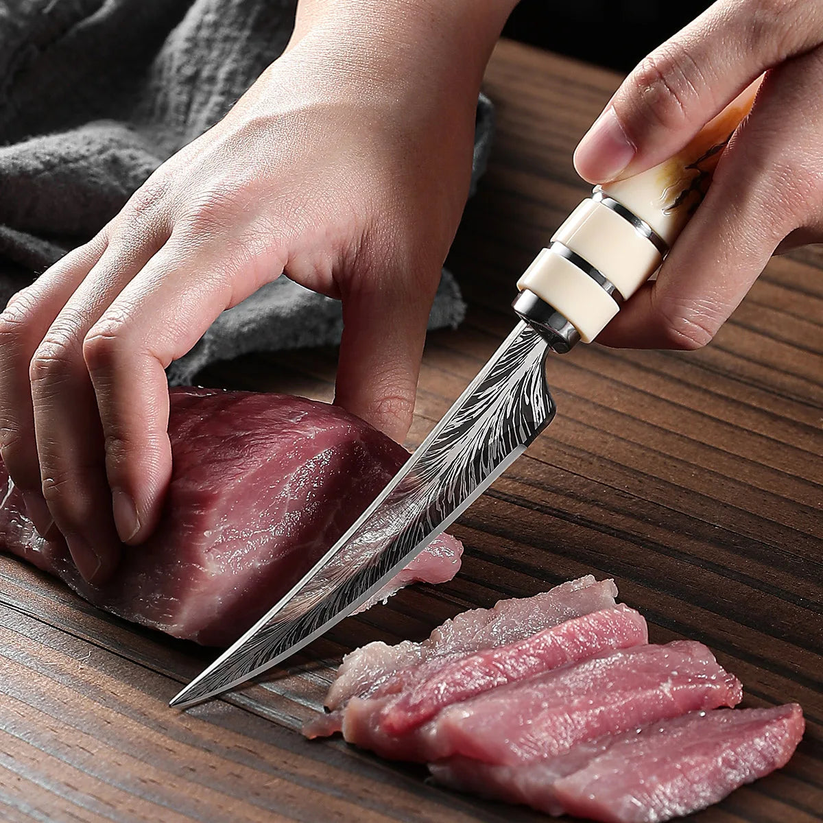 Damascus Boning Knife Curved Blade – Kitchen Knife Gift Box Kitchen Boning Knife Axl
