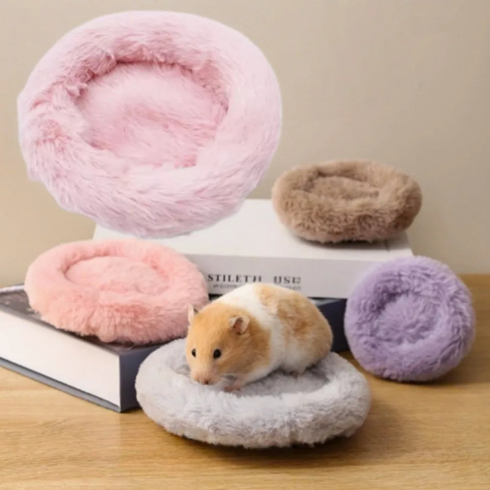 Round Plush Hamster Nest Mat – Cosy Small Pet Bed Small Pet Nest Mat Axl