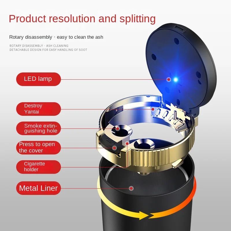Portable LED Car Ashtray with Auto Light – Cup Holder Fit Car Ashtray Axl