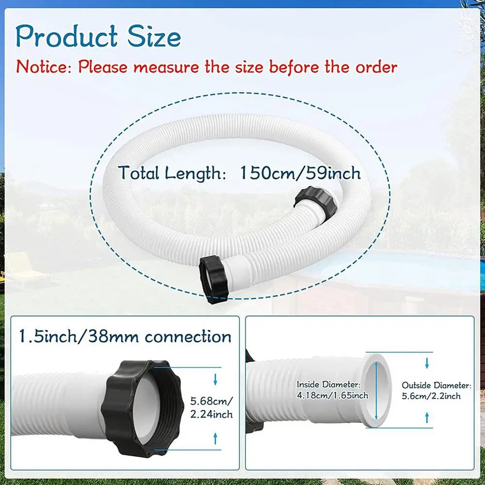 Pool Pump Replacement Hose 59" Quick-Connect Heavy-Duty Pool Pump Hose Axl 150cm