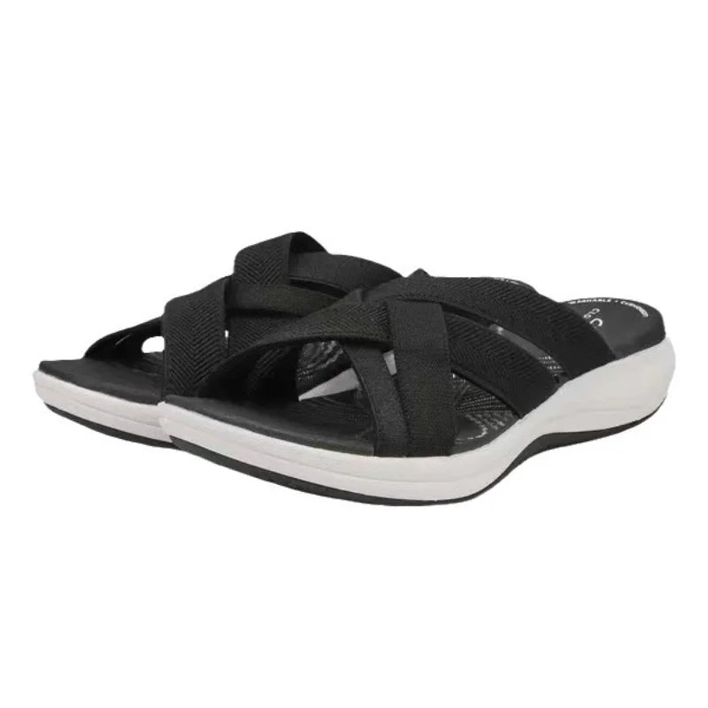Women's Wedge Sandals – Open Toe Cross Strap Summer Slides Wedge Sandals Axl
