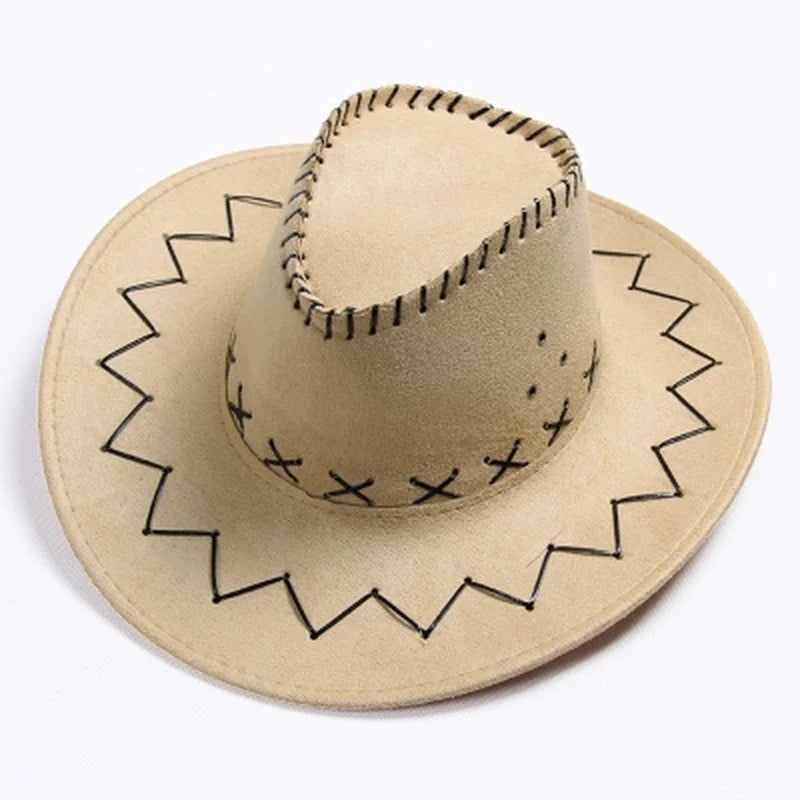 Wide Brim Western Cowboy Hat – Unisex Faux Suede Sun Hat Western Cowboy Hat Axl lightcoffee