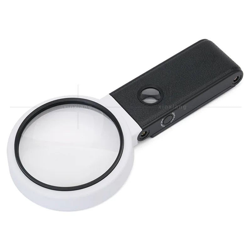 6X 25X Folding Magnifier with 8 LED Lights | Jewelry & Currency LED Folding Magnifier Axl