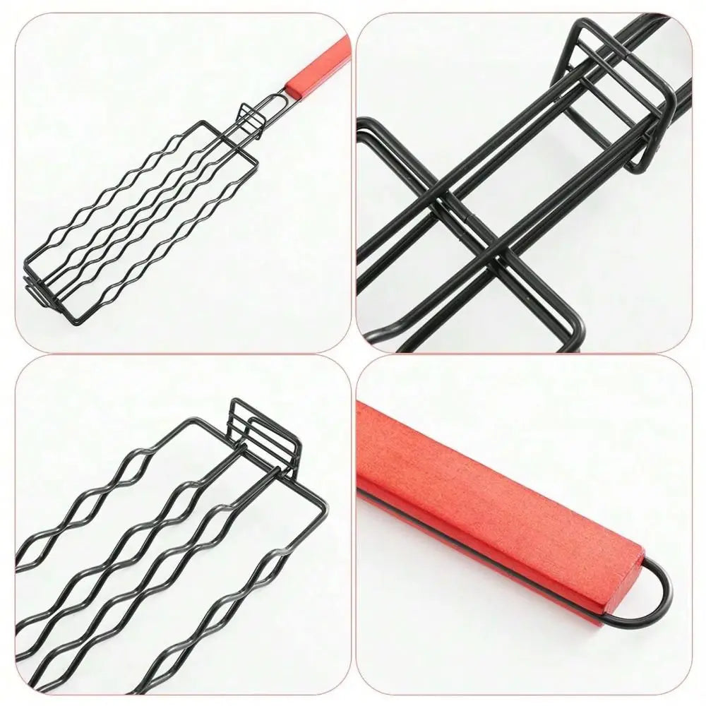 Non-Stick Wrought Iron Hot Dog Grill Basket | BBQ Clip BBQ Grill Basket Axl