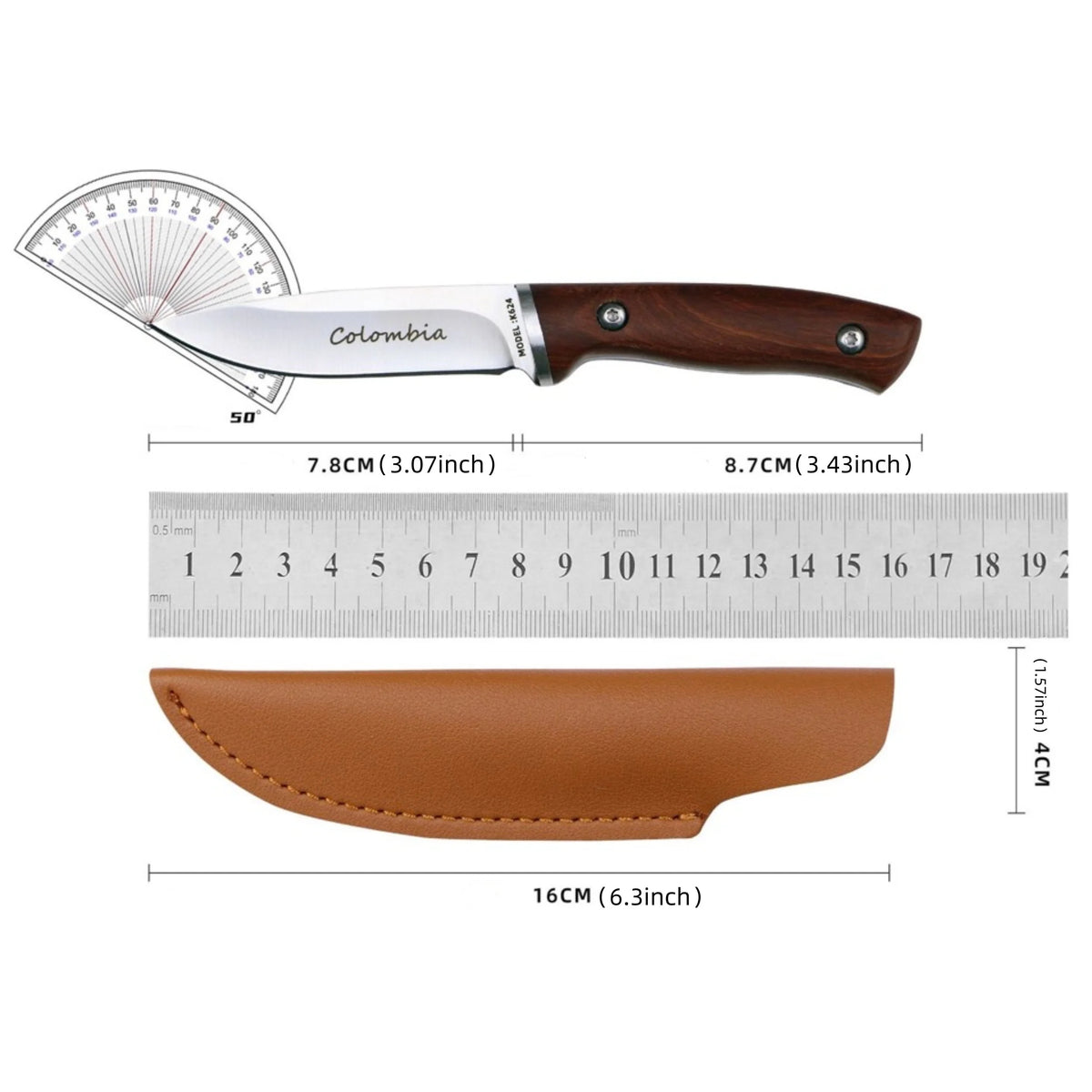 Portable Fruit Knife – Rosewood Handle & Sheath | 4RC15 Steel Kitchen Utility Knife Axl