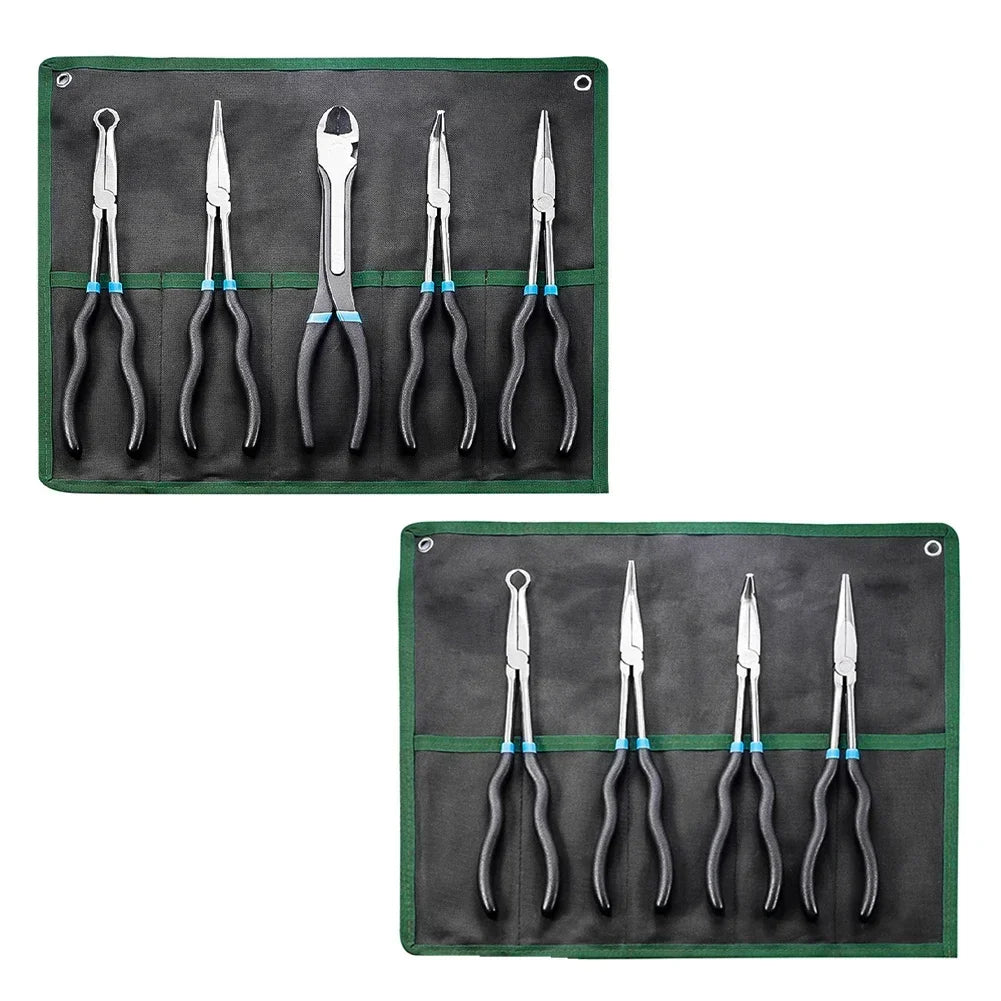 4/5-Piece Long Nose Pliers Set – Straight, 45° & 90° Curved Pliers Set Axl