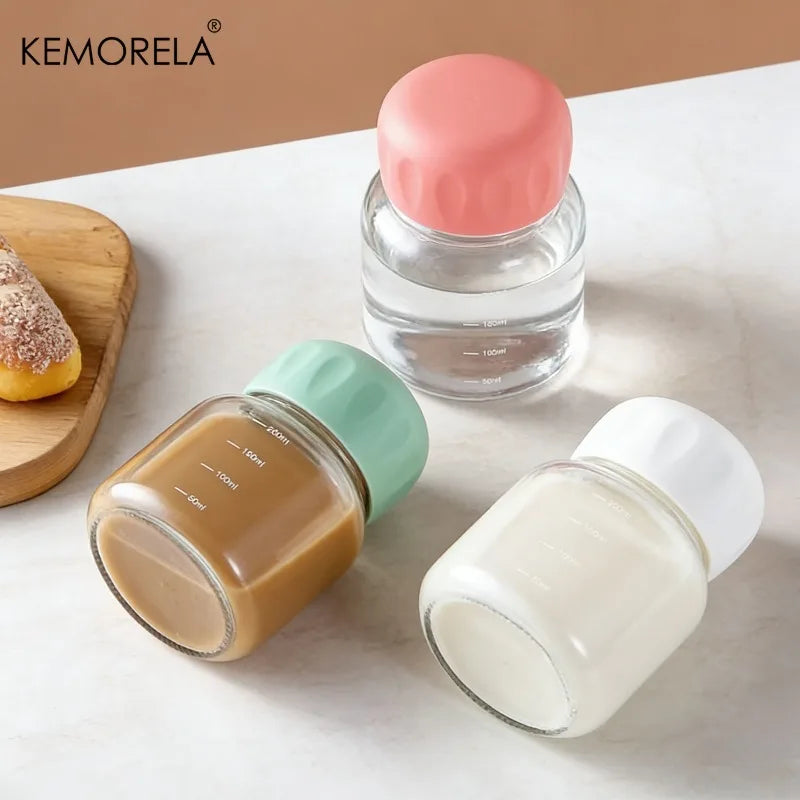 KEMORELA 200ml Mini Glass Water Bottle with Leak-Proof Lid Glass Water Bottle Axl